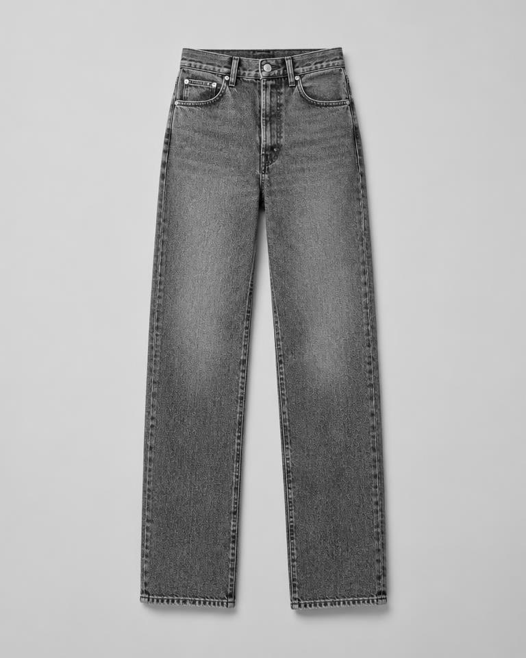 Förhandsvisning: rak passform, hög midja, blå denim