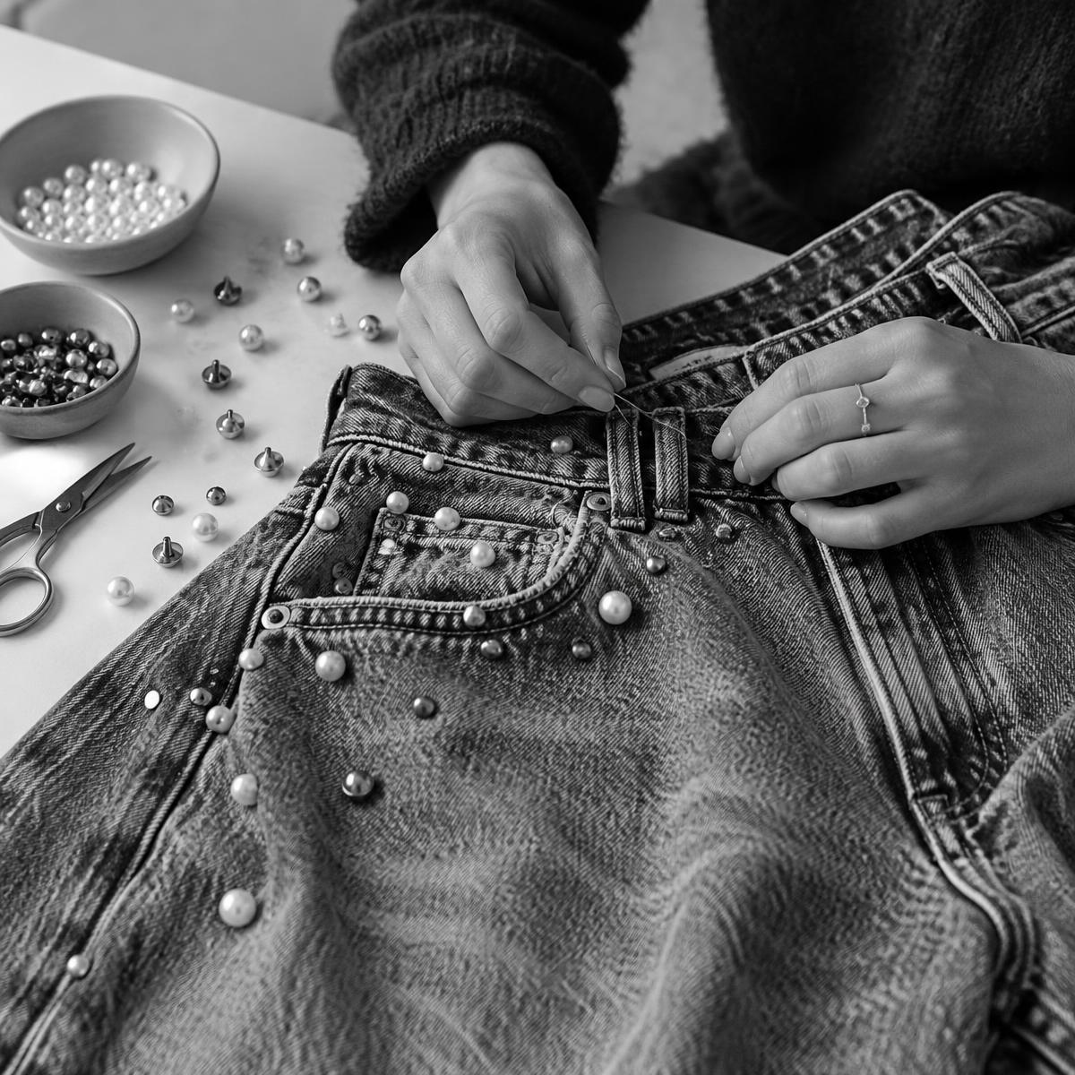 MIYO sykit används för att dekorera jeans